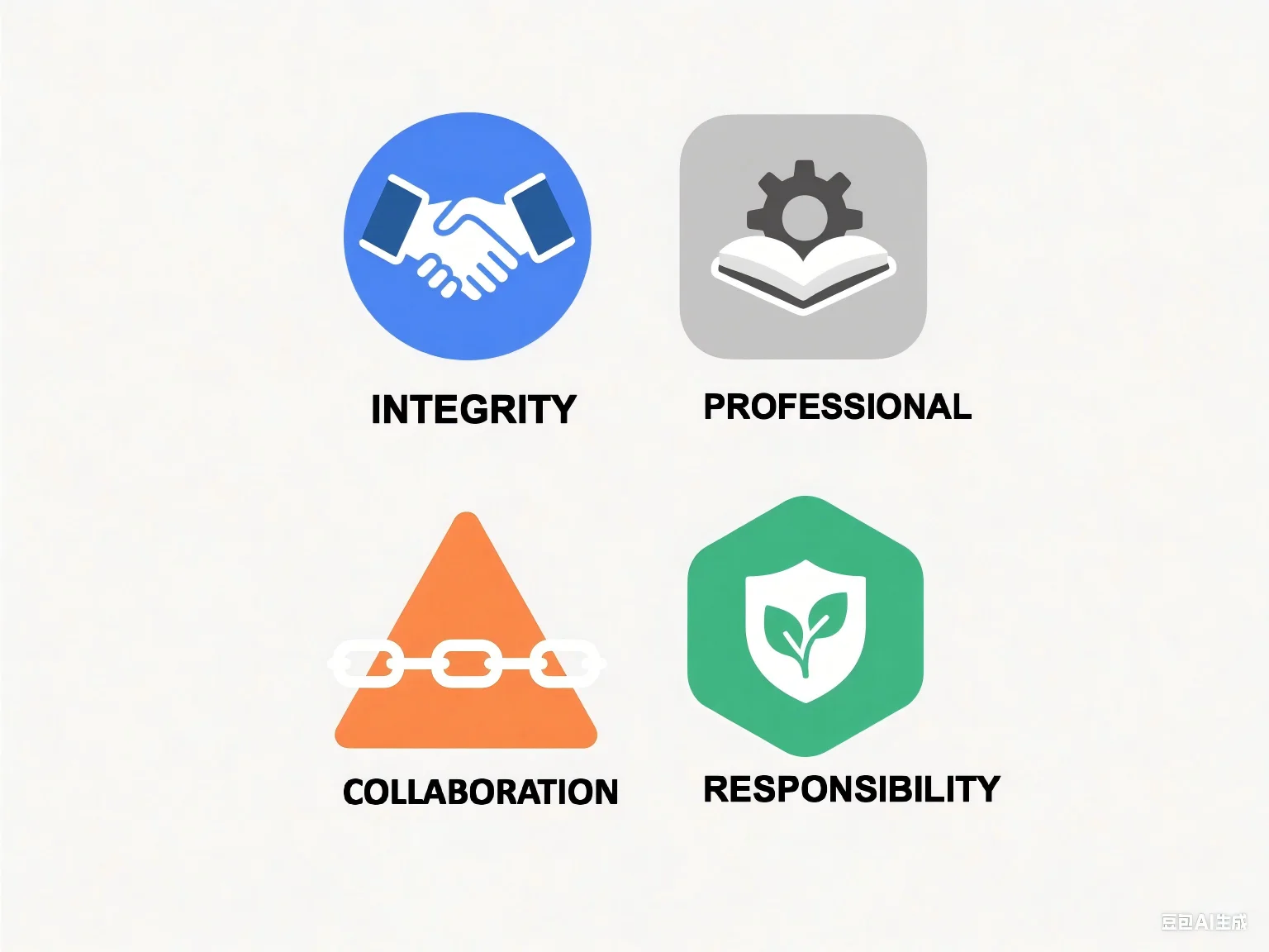 Our values: integrity, professionalism, collaboration and responsibility